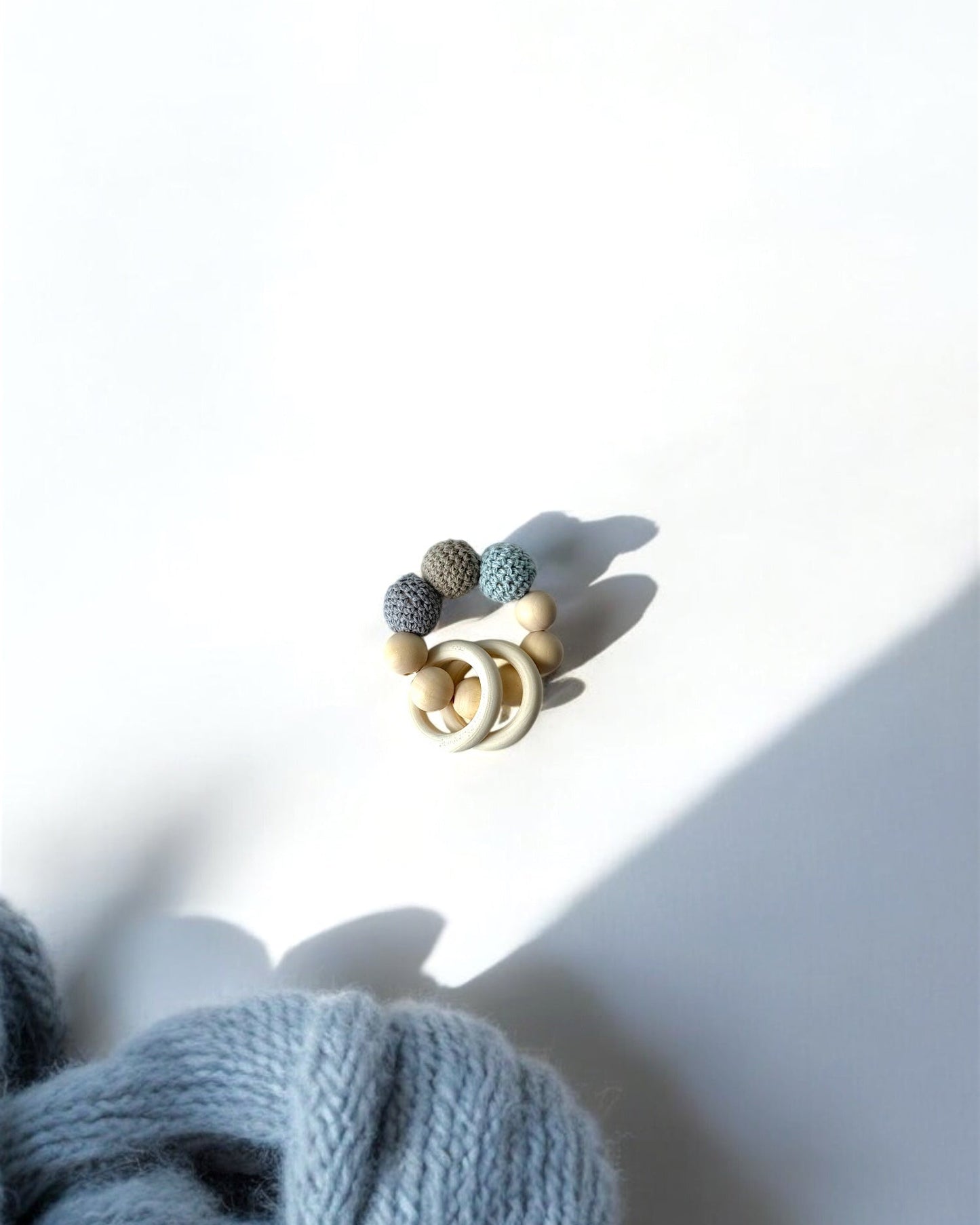 CuddleLoop Soother Clip & Rattle ( Powder Blue )