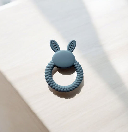 NibbleNest Bunny Teether ( Dusty Blue )