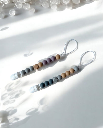 PebblePop Teether & Soother Clip ( Mauve Taupe )