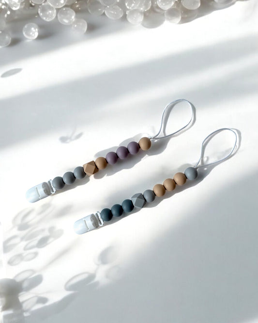 PebblePop Teether & Soother Clip ( Mauve Taupe )