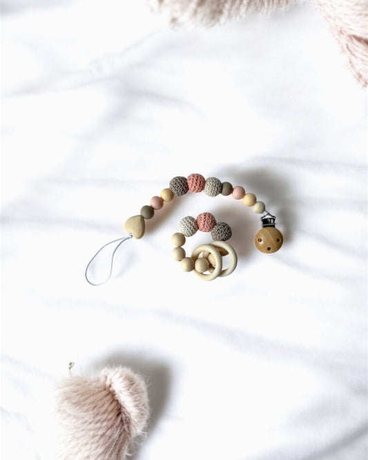 CuddleLoop Soother Clip & Rattle ( Blush Pink )
